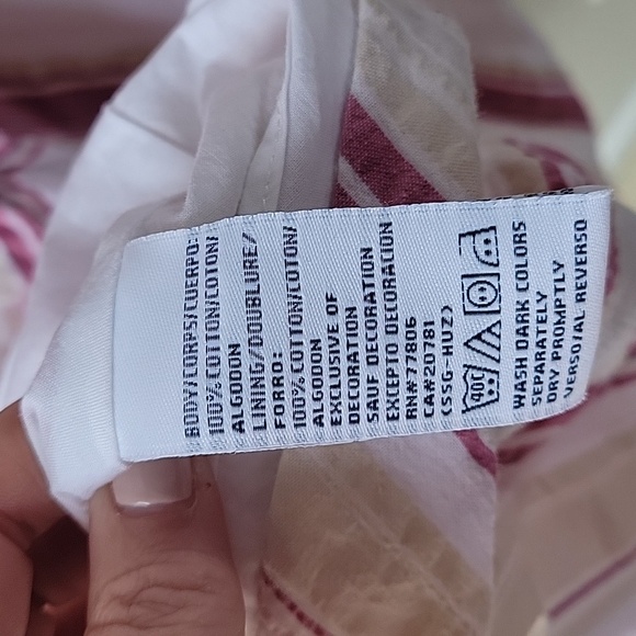 Tommy Hilfiger Spaghetti Straps Striped Pink and White Women's Midi Cotton Dress - Picture 9 of 12